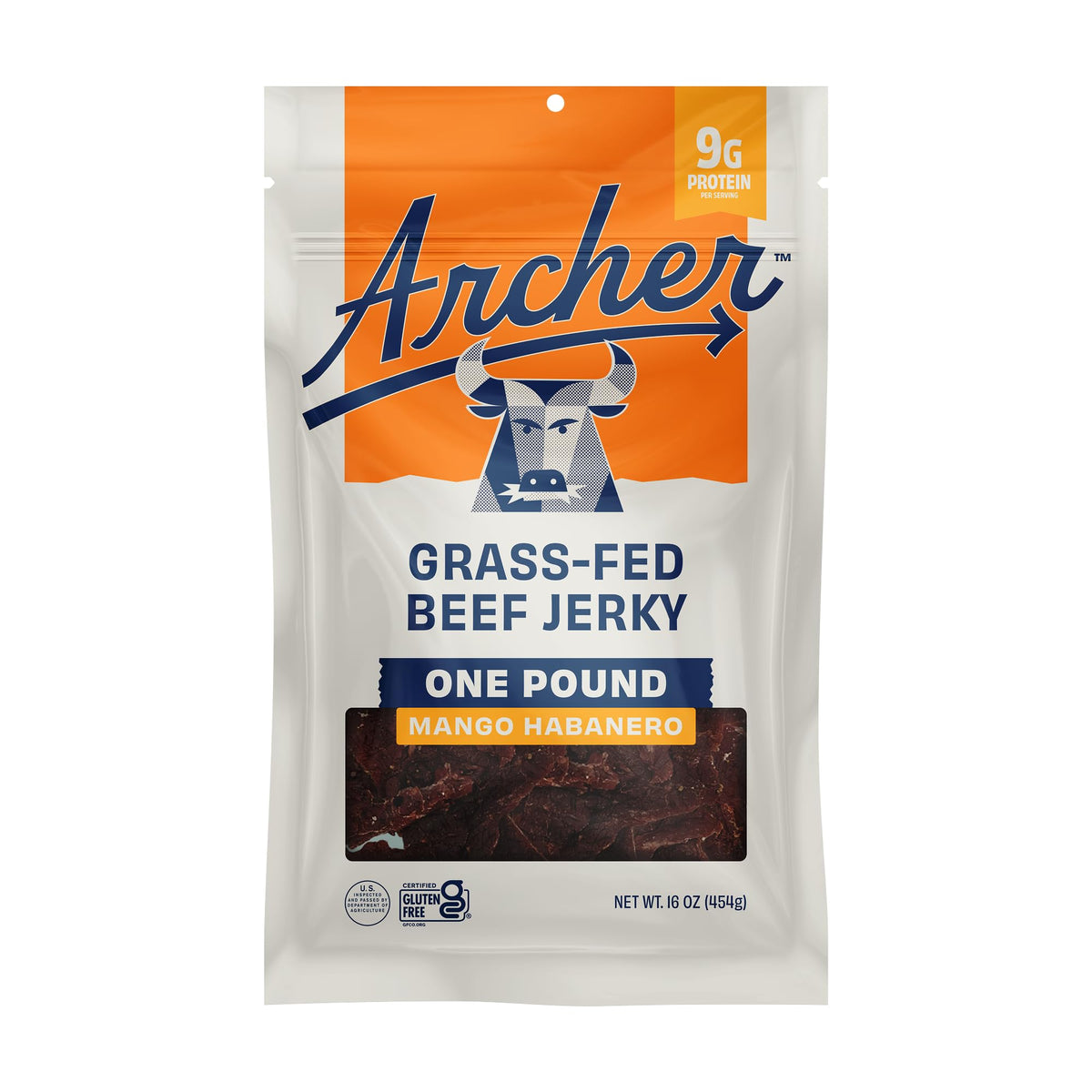 Country Archer Mango Habanero jerky pack front view highlighting product packaging