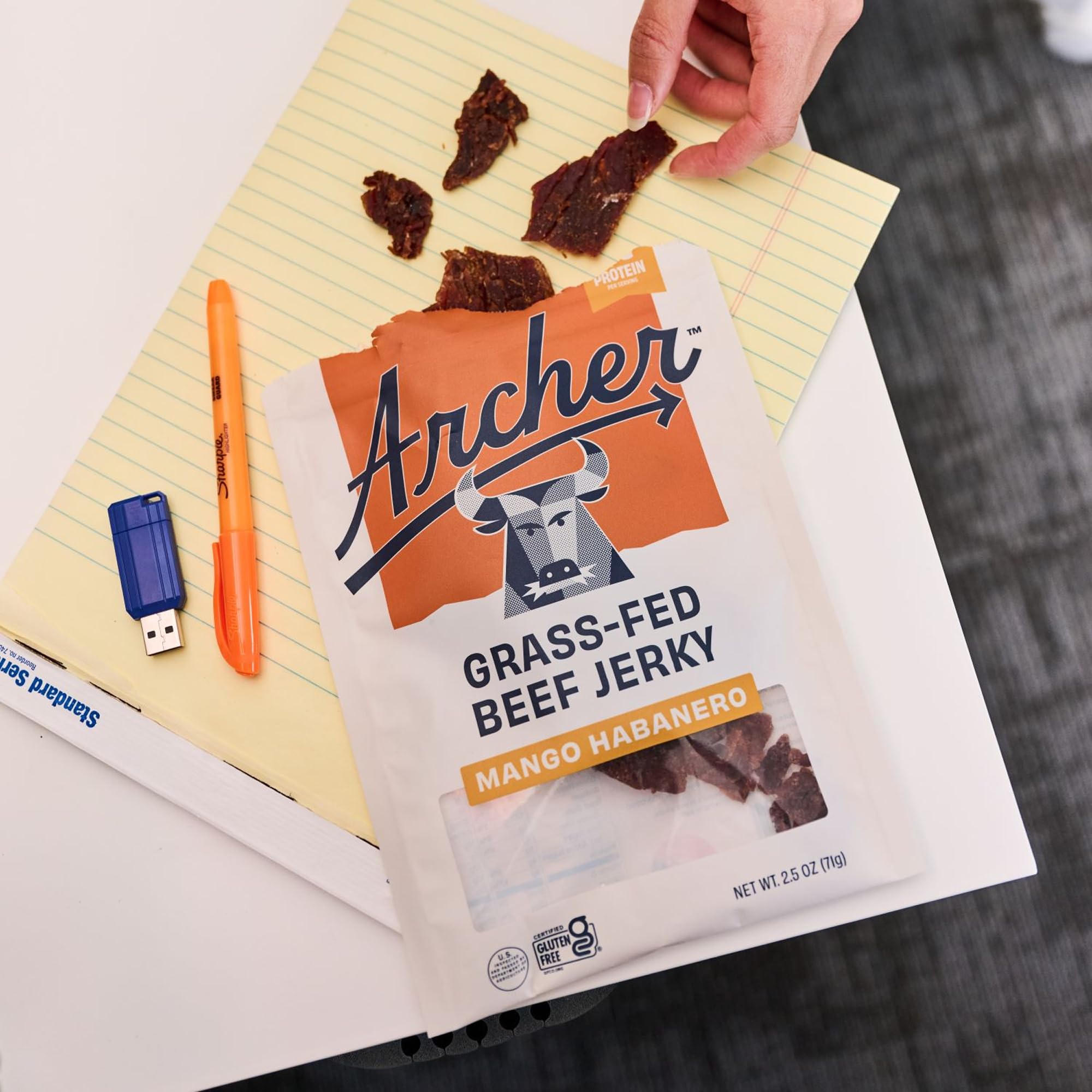 Country Archer Mango Habanero jerky display emphasizes Paleo friendly snack.