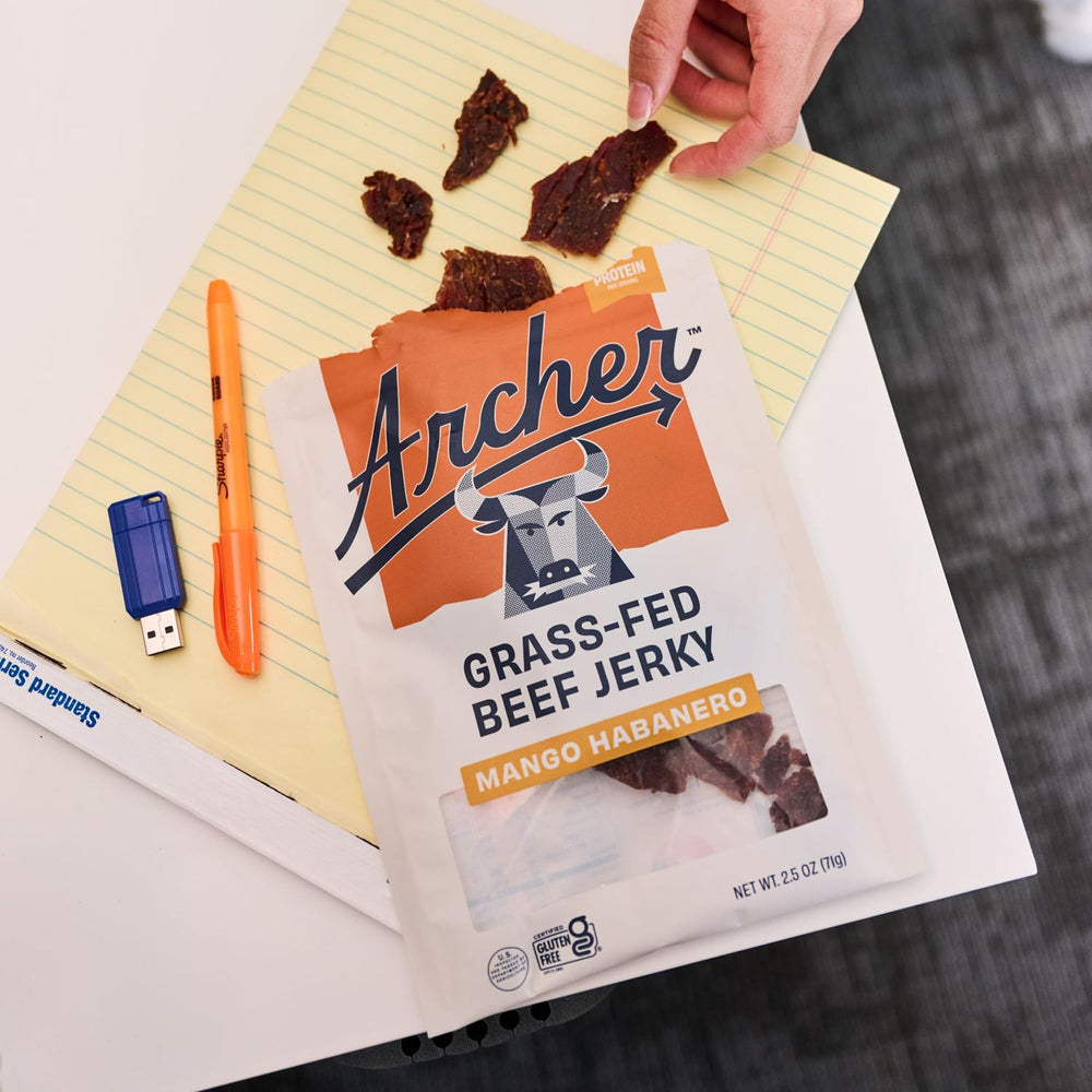 Country Archer Mango Habanero jerky display emphasizes Paleo friendly snack.