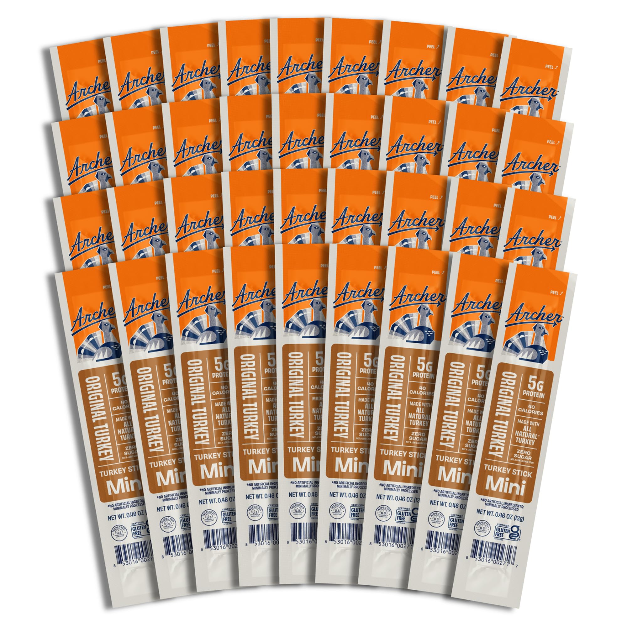 Country Archer mini turkey jerky sticks arranged in a snack pack for on-the-go protein.