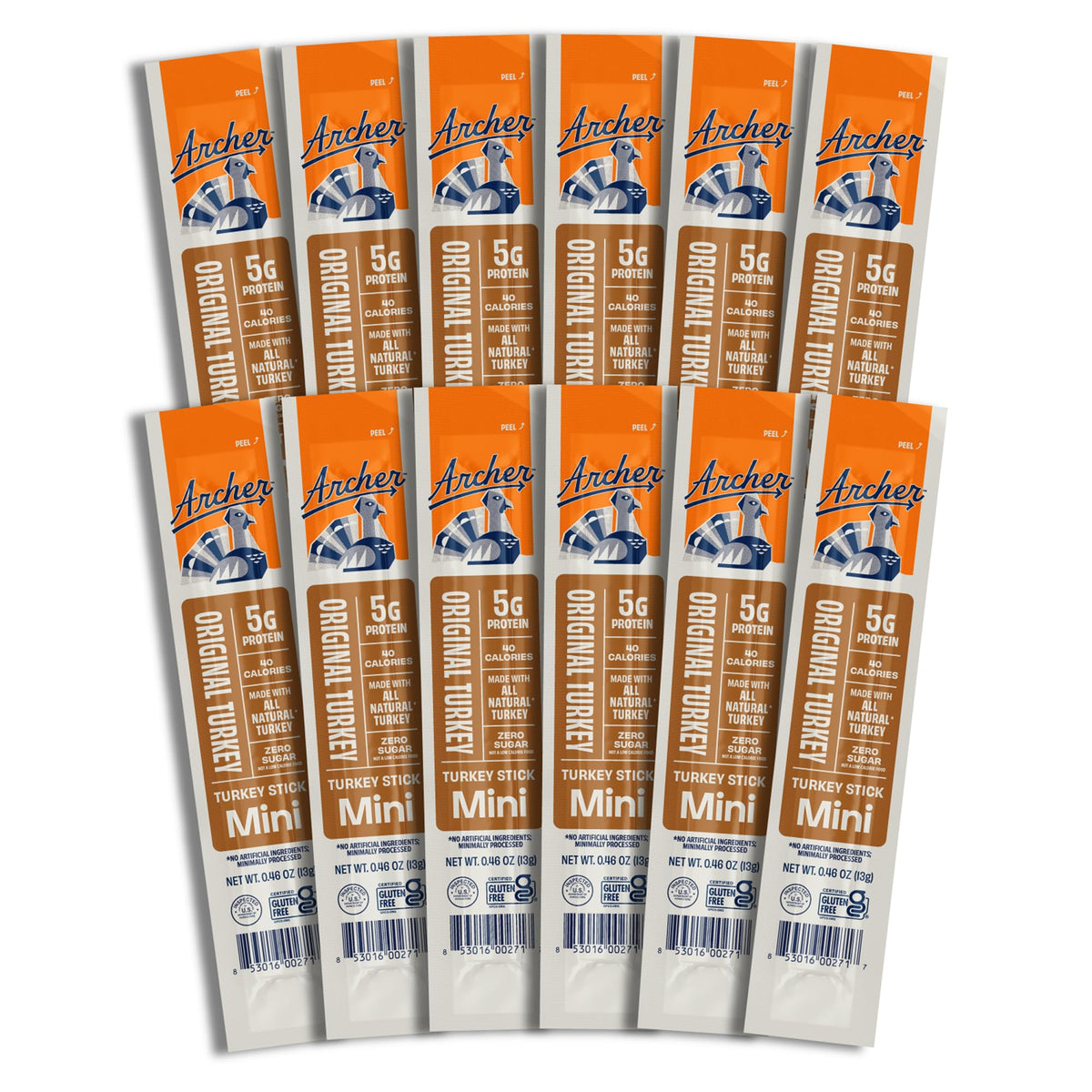 Country Archer mini turkey jerky sticks original pack in hand for portable protein snack.