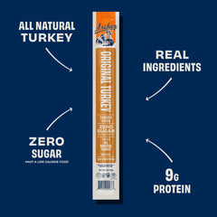 Country Archer Turkey Jerky Sticks highlighting no antibiotics and no preservatives