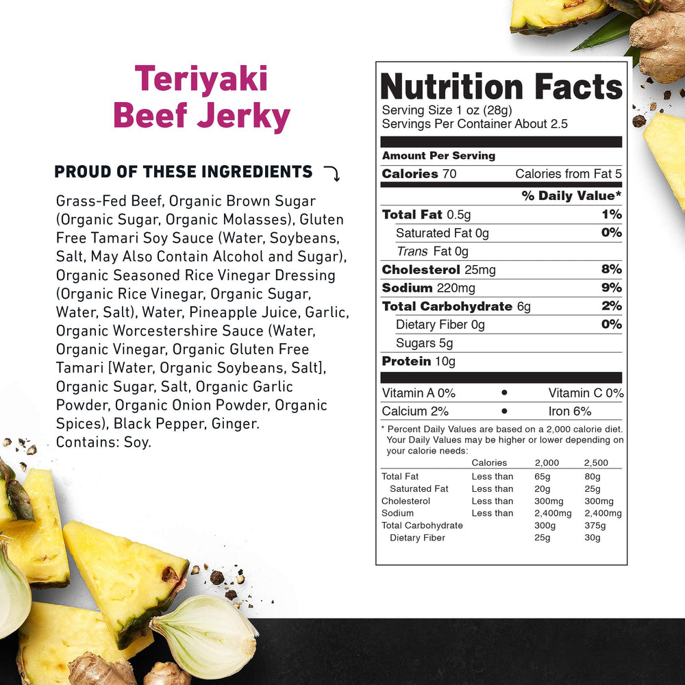 Country Archer teriyaki-glazed jerky close-up showcasing pineapple and pepper flavor