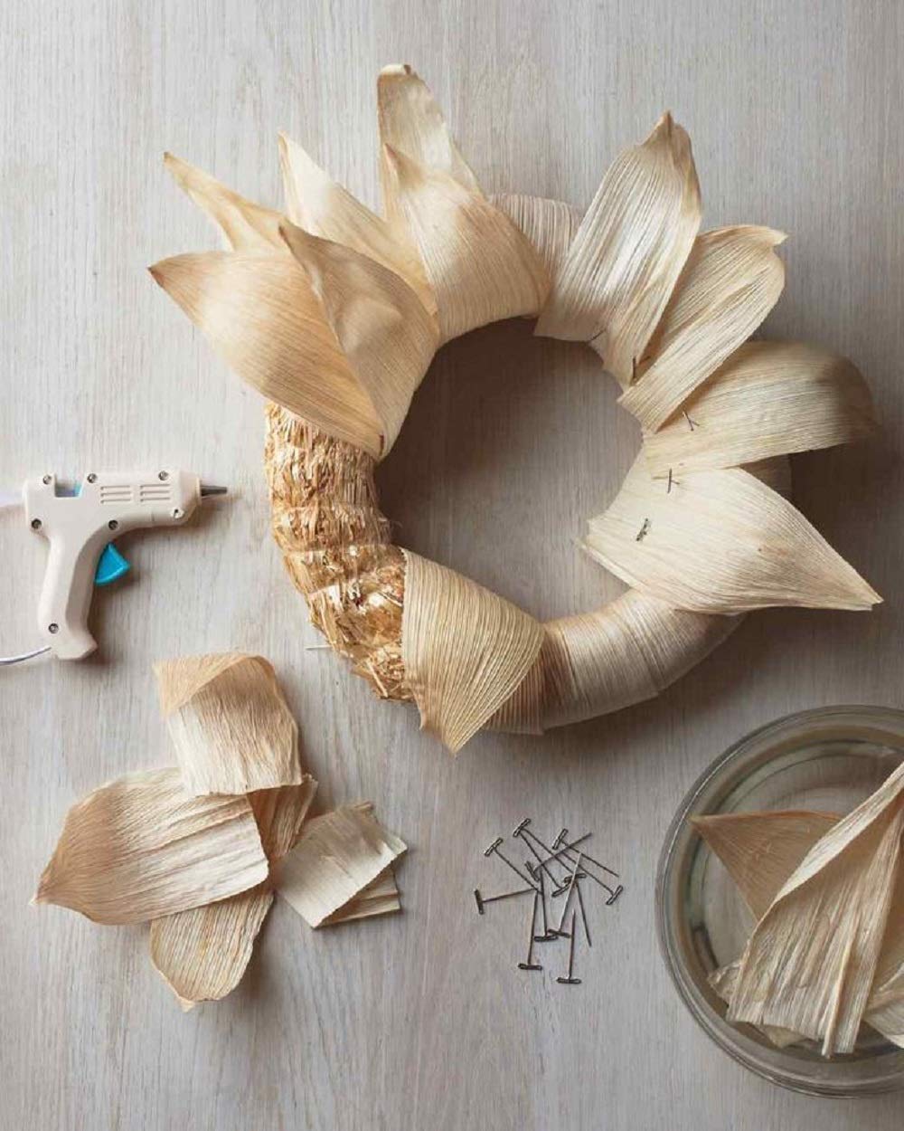 Country Creek Acres kids crafting with corn husk wrappers