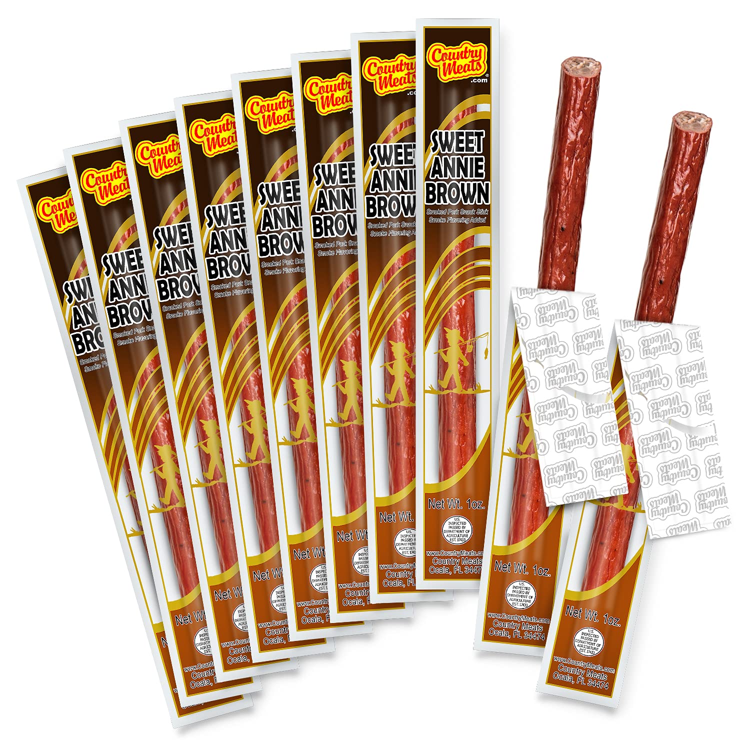 Country Meats meat sticks packaging for convenient on-the-go snacking.