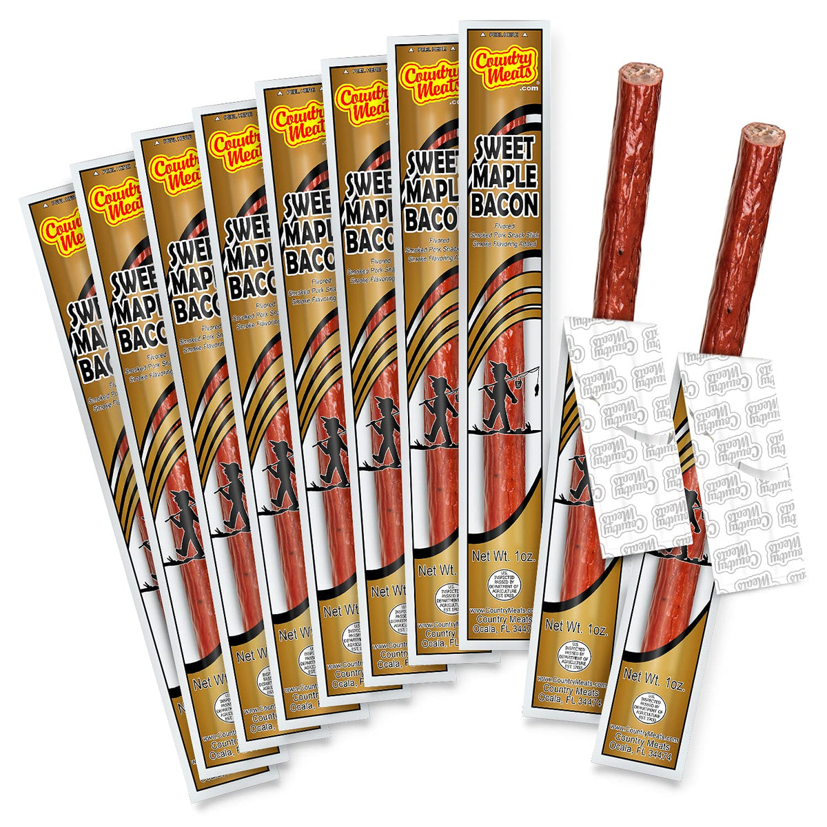 Country Meats Sweet Maple Bacon meat sticks pack for on-the-go protein.