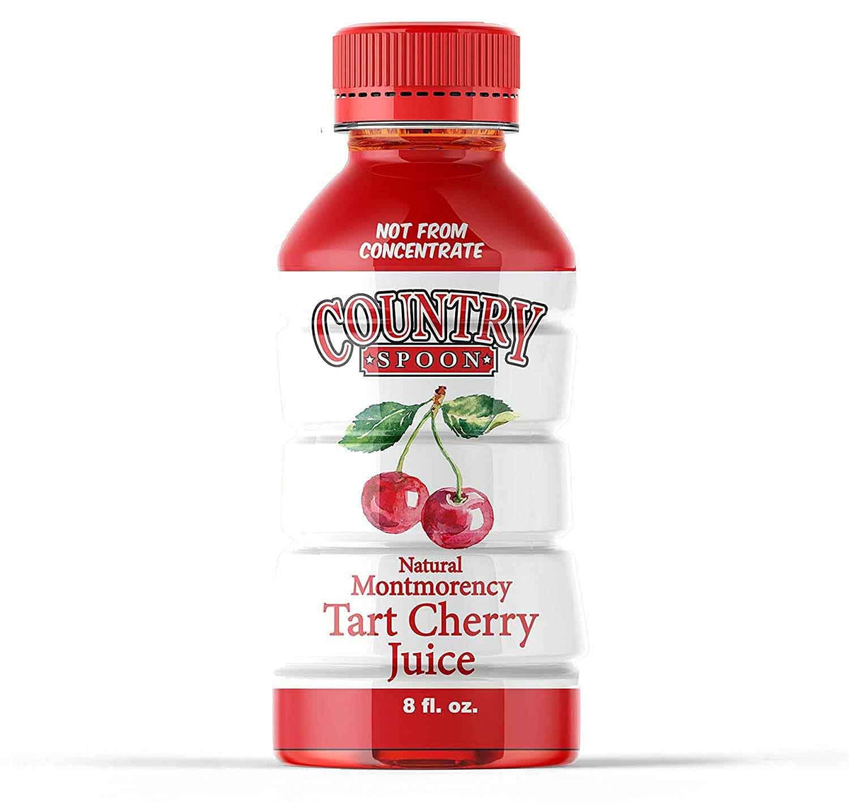 Country Spoon tart cherry juice bottle with 70+ cherries, antioxidant-rich content