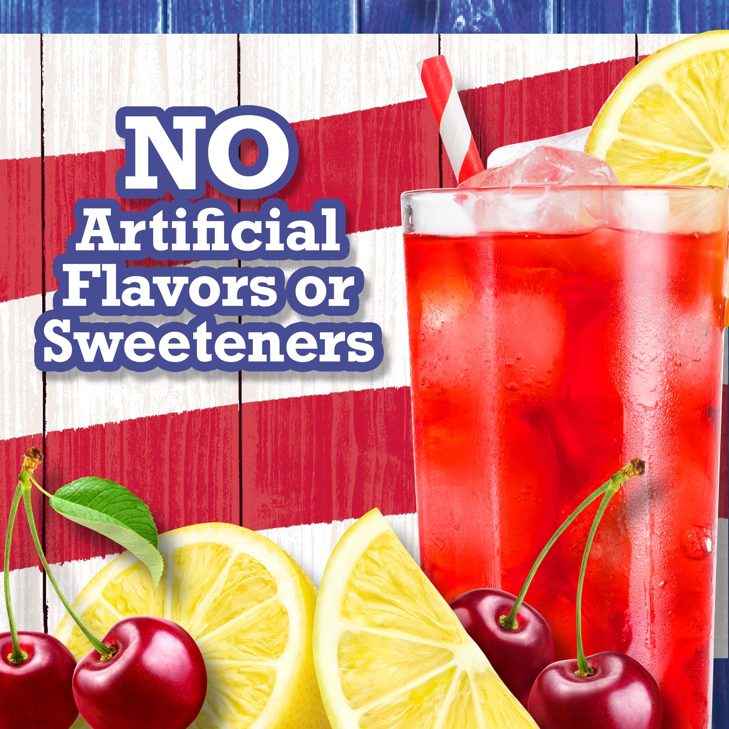 Country Time Cherry Lemonade ingredients close-up showing natural flavors.