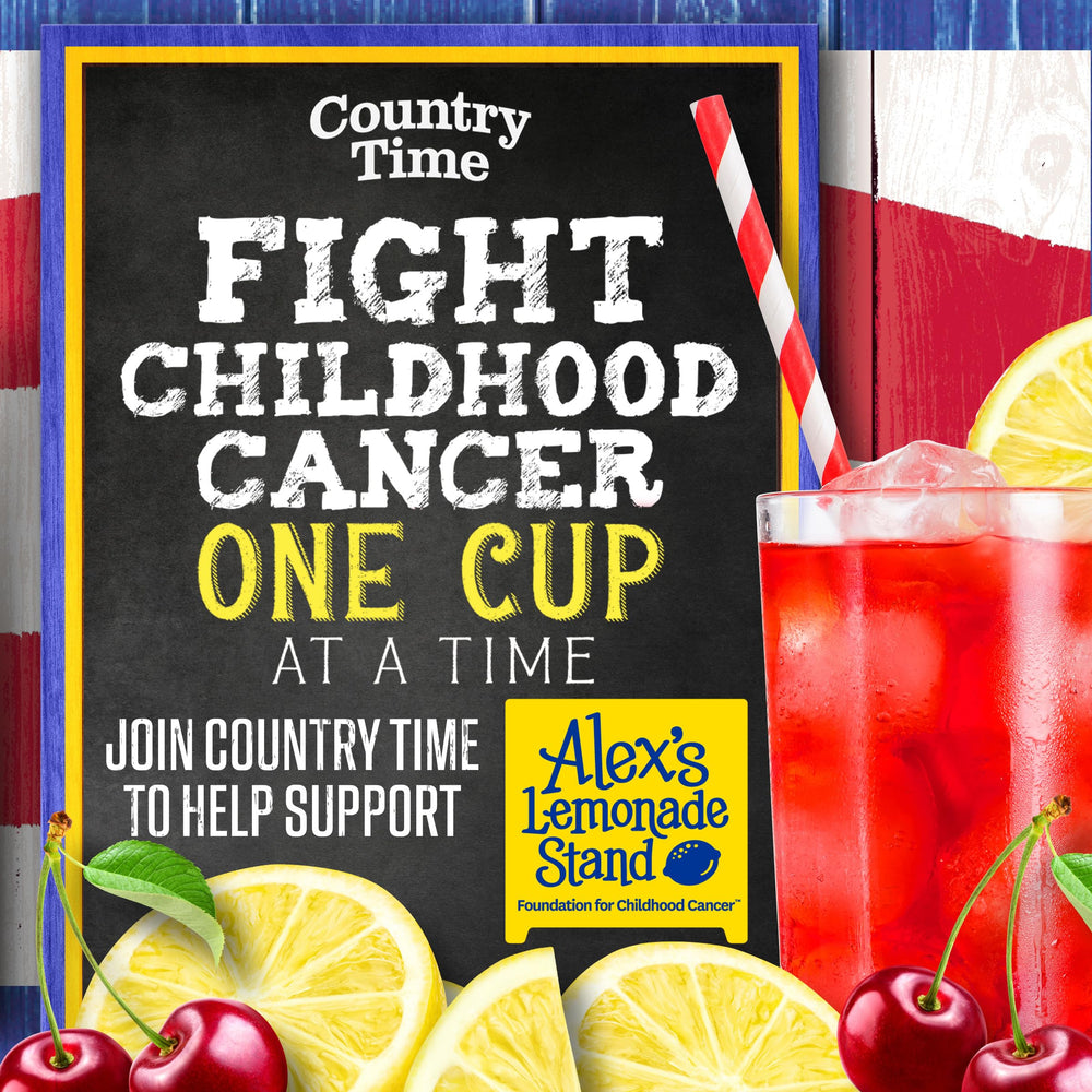 Country Time Cherry Lemonade kitchen counter ready for next batch.