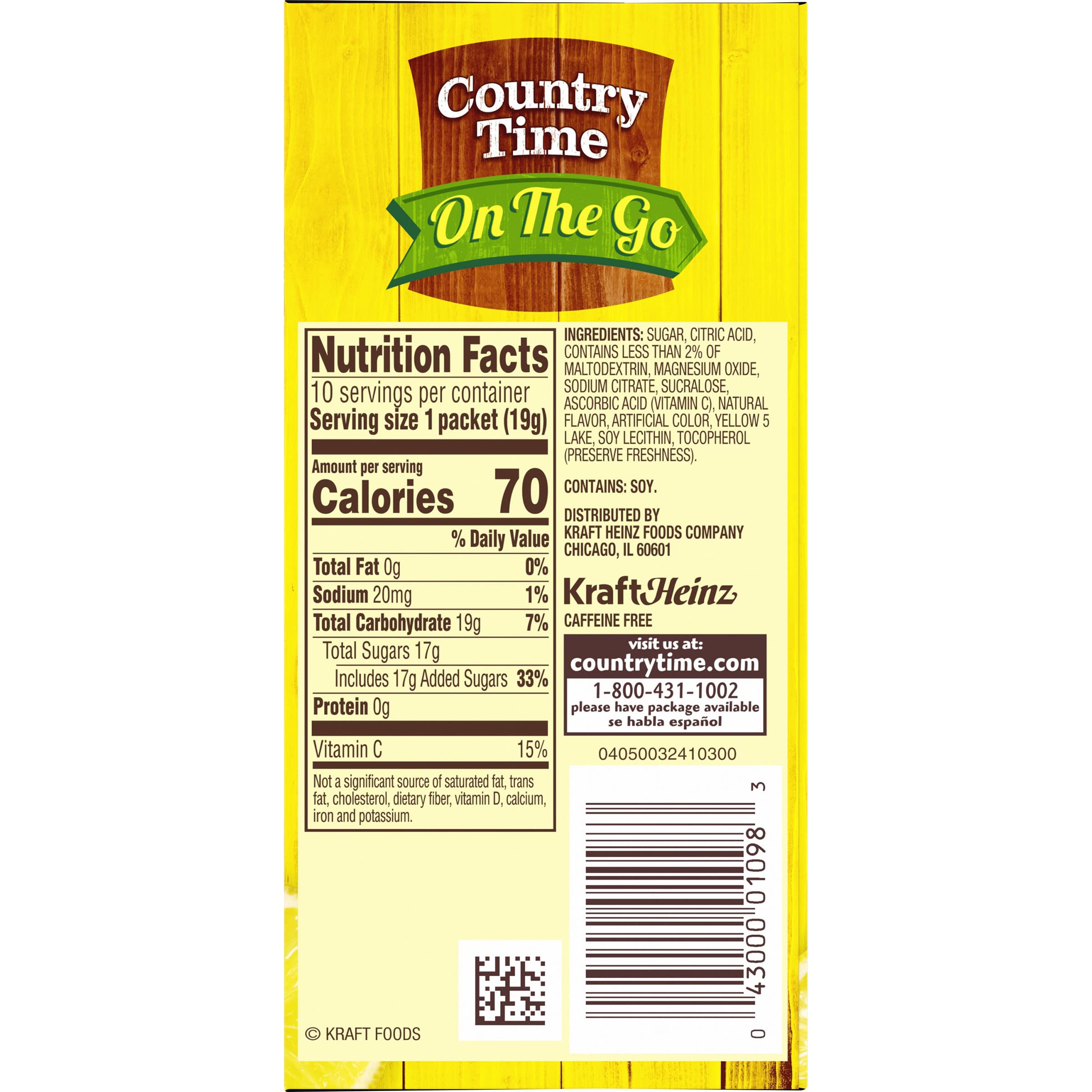 Country Time Lemonade is kosher and caffeine-free for versatile use.