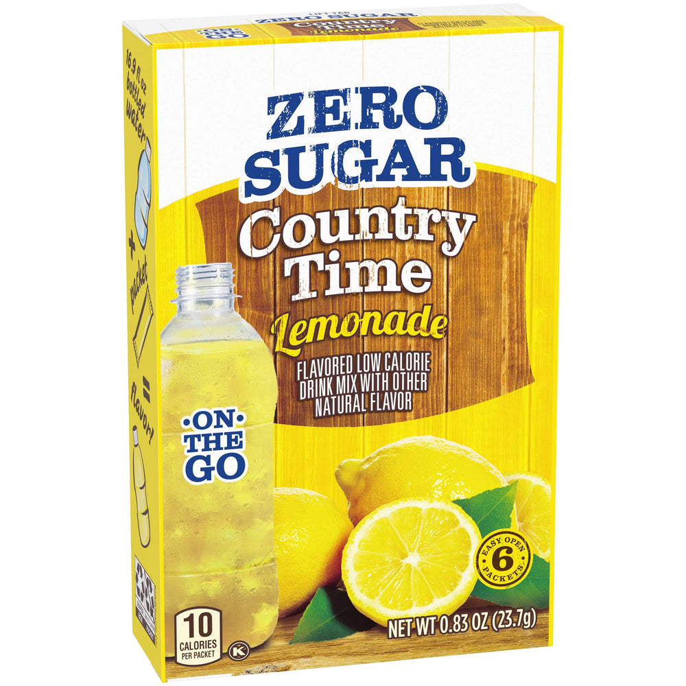 Country Time Lemonade Zero Sugar on-the-go pack with six sachets for quick mix