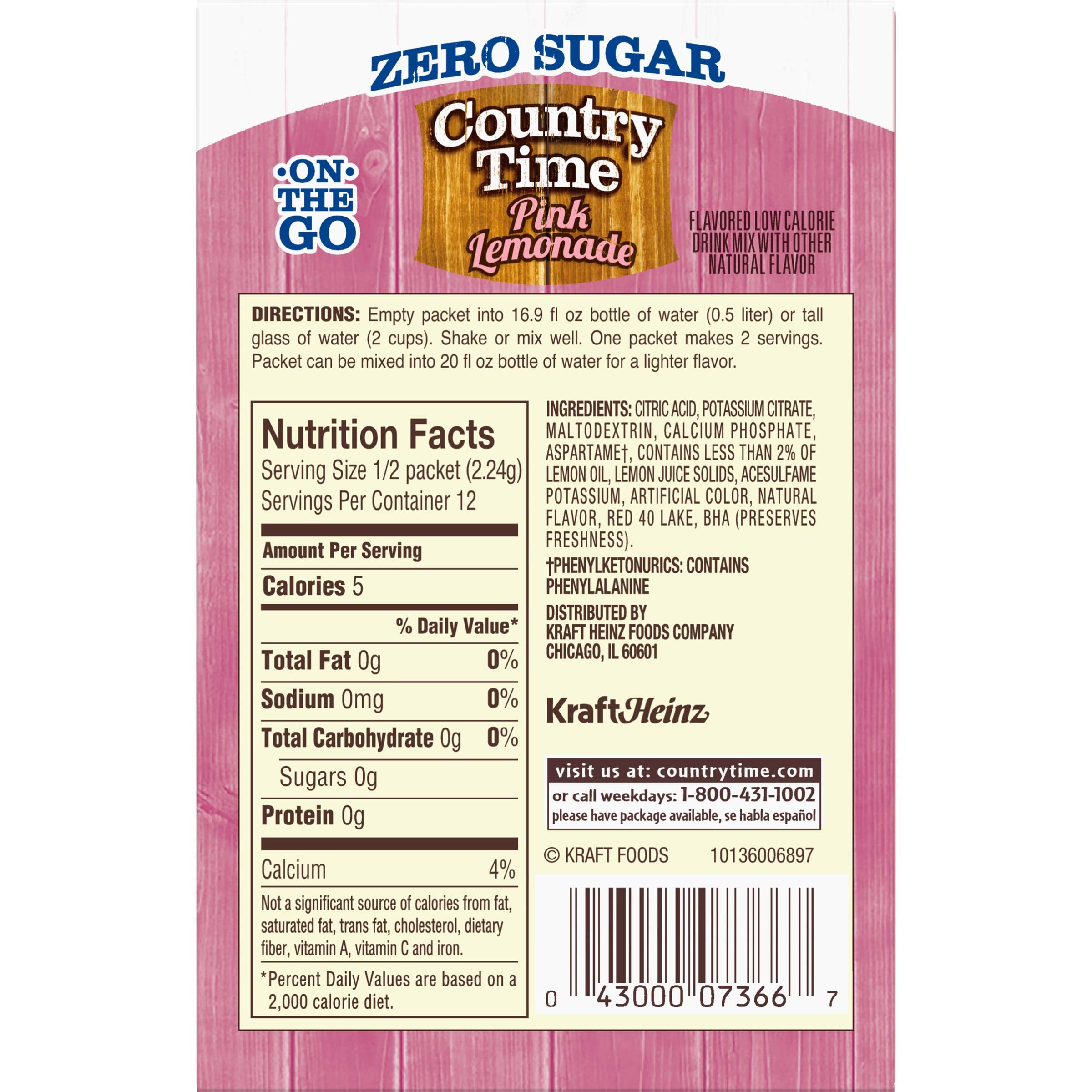 Country Time pink lemonade packets used at desk or in gym bag.