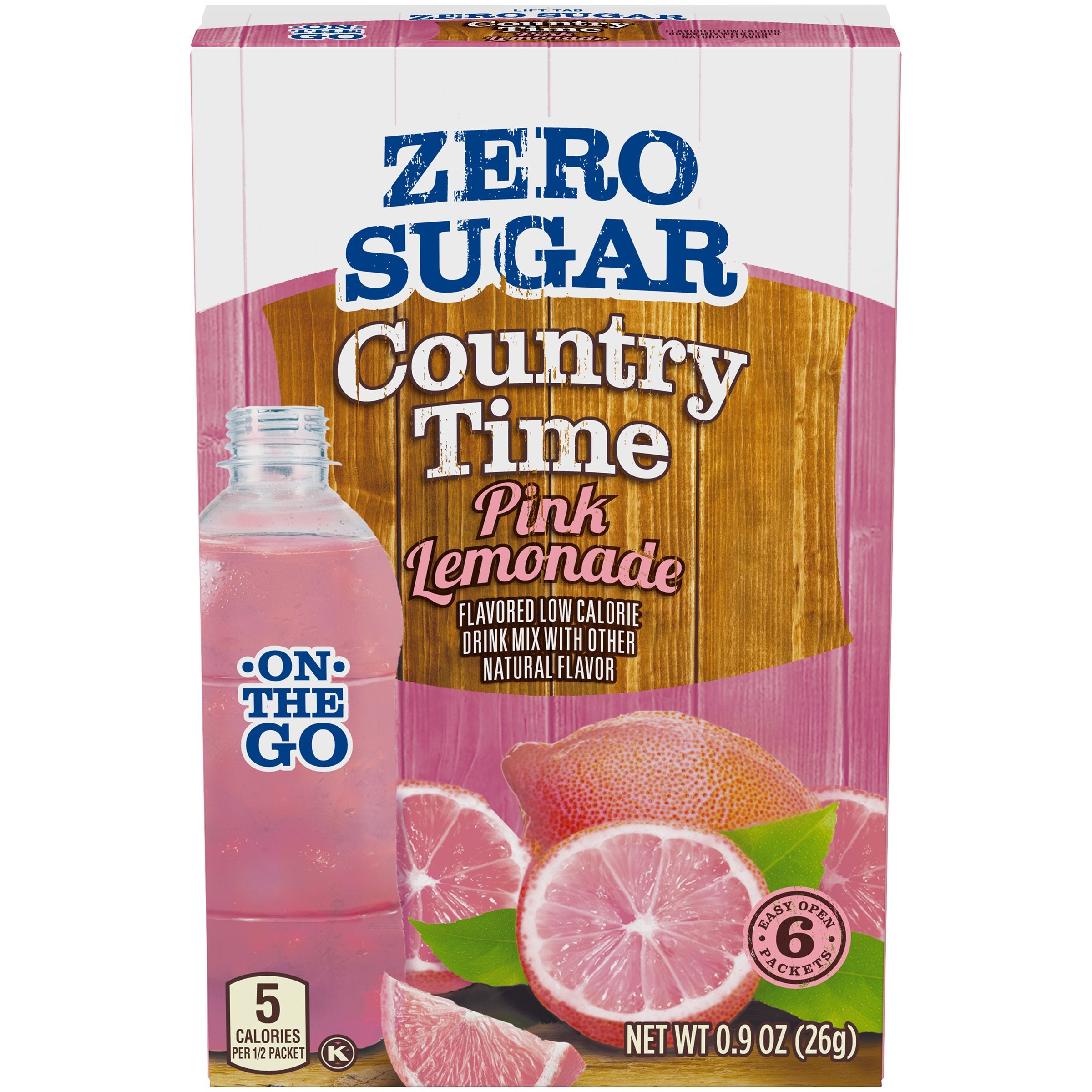 Country Time pink lemonade on-the-go packet for quick hydration.