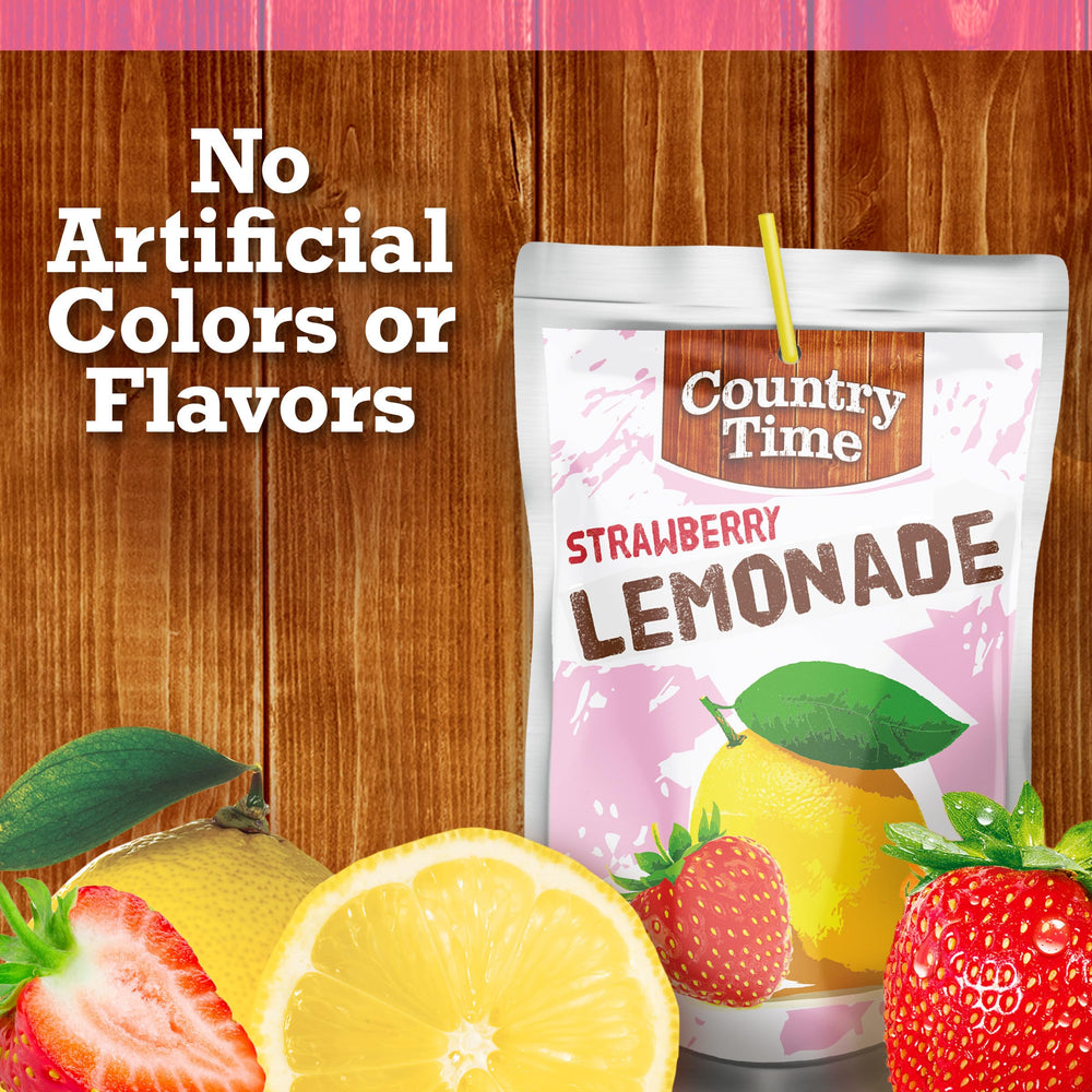 Country Time Strawberry Lemonade pouch during snack time at home