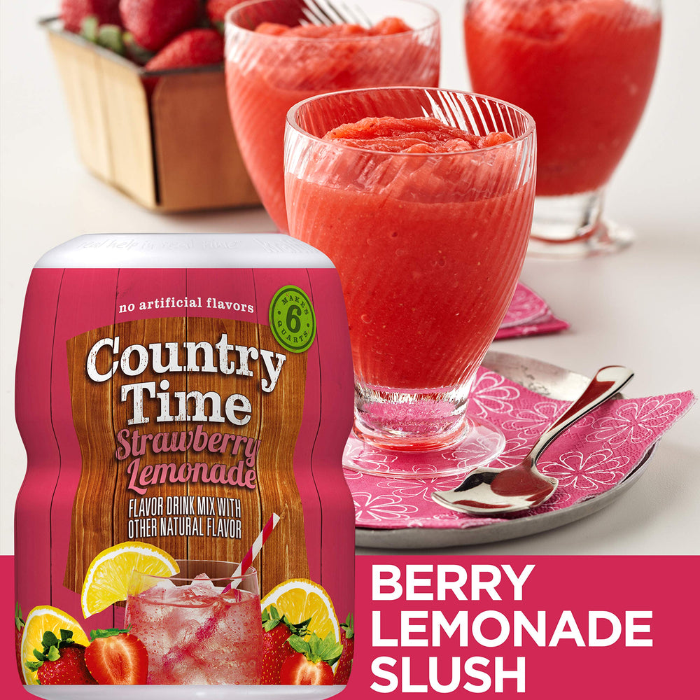 Pouring Country Time powder into a pitcher for refreshing lemonade.