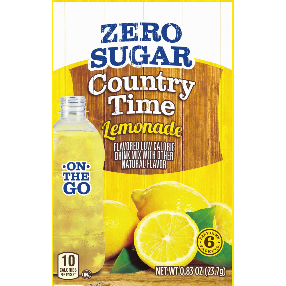 Country Time Zero Sugar lemonade on-the-go packets for quick hydration anywhere.