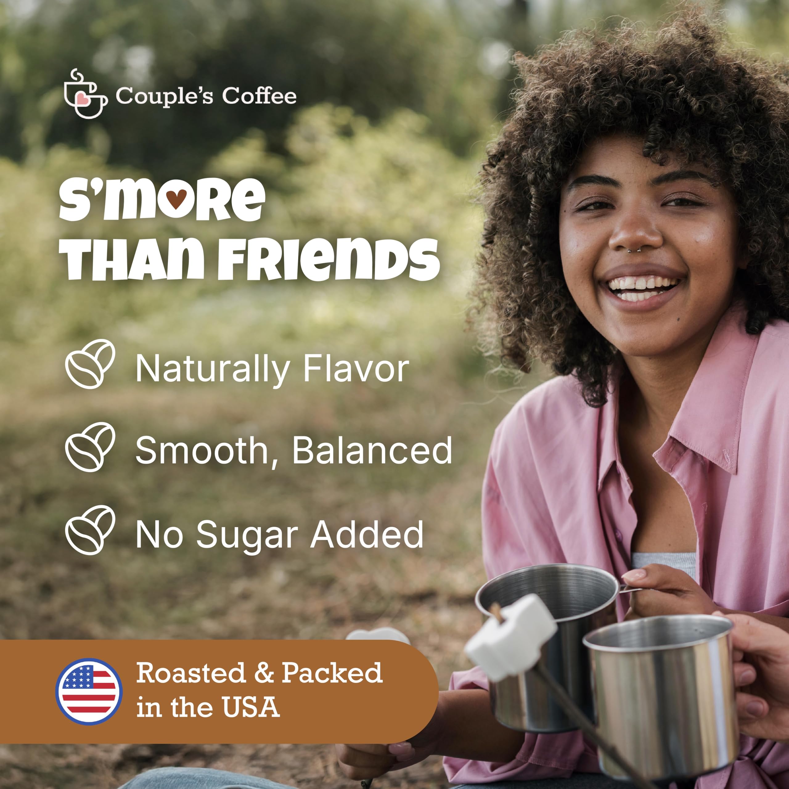 Campfire S'mores flavor label on a Couple's Coffee bag