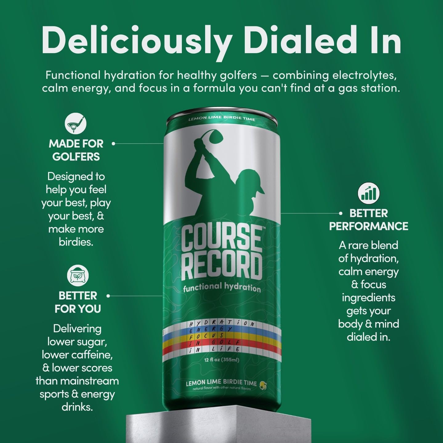 COURSE RECORD can closeup caffeine content highlights clean energy with low caffeine.