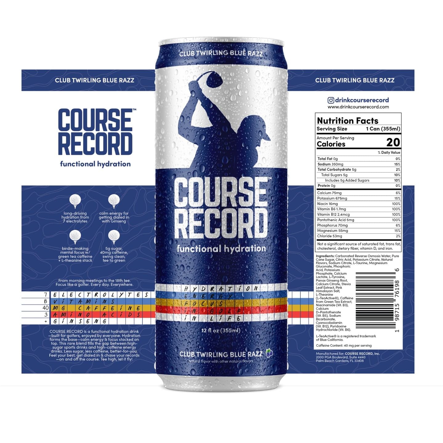 COURSE RECORD Variety Pack cans side view highlighting convenient, ready-to-drink format.
