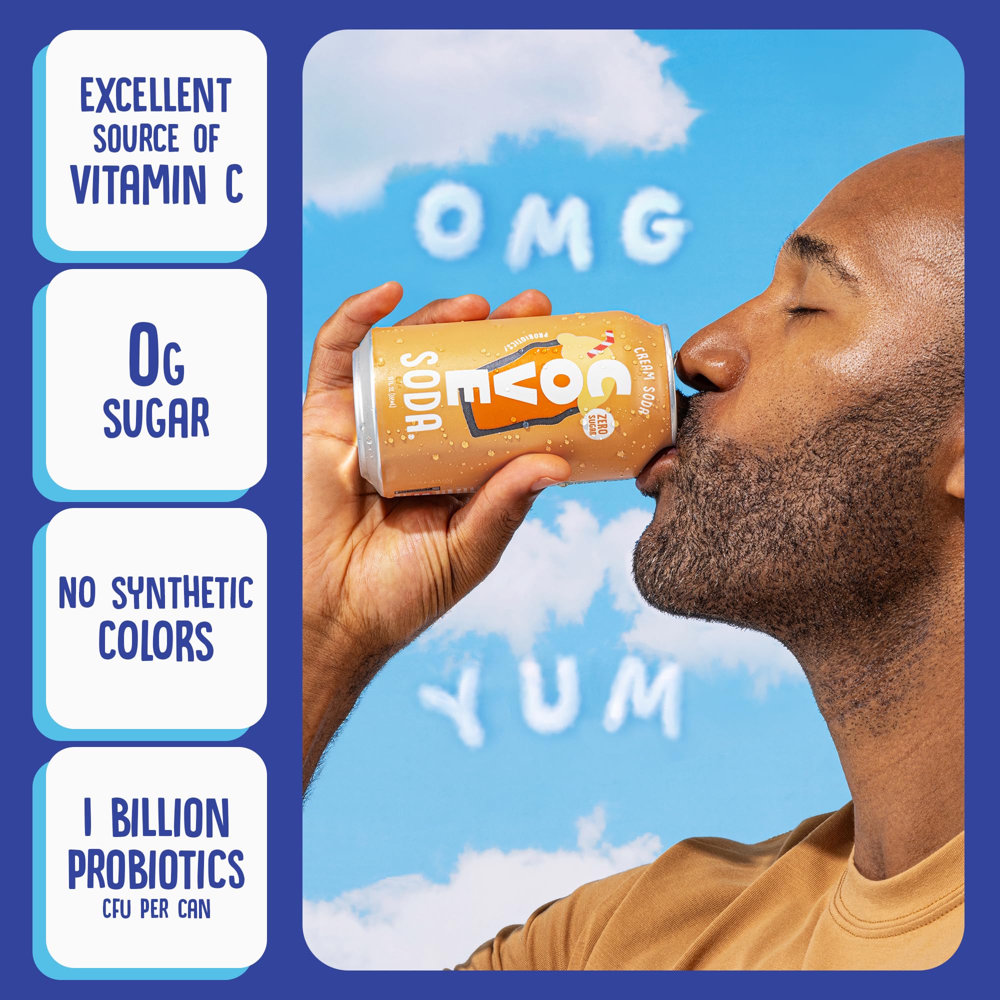 Cove Soda sweetener blend of stevia and erythritol showcased in label imagery.