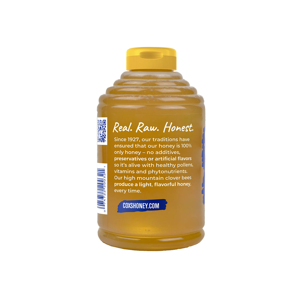 Cox's Honey clover honey dipper—gentle texture for tea or yogurt.