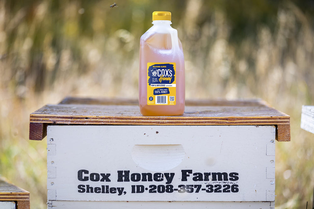 Cox's Honey family-owned apiary branding image showcasing natural beekeeping heritage.