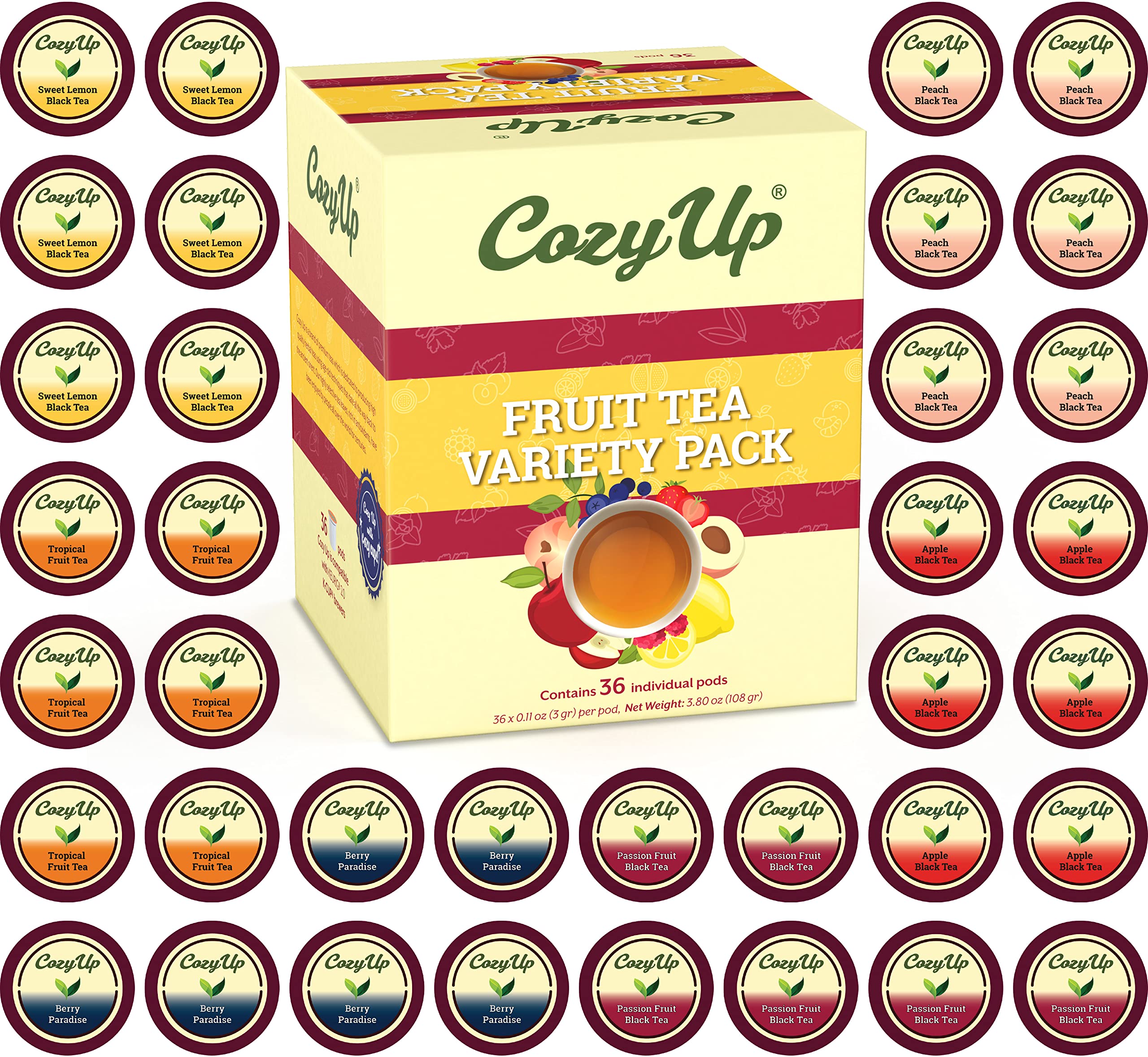Cozy Up iced-tea glass pour showcasing refreshing fruit flavors over ice.