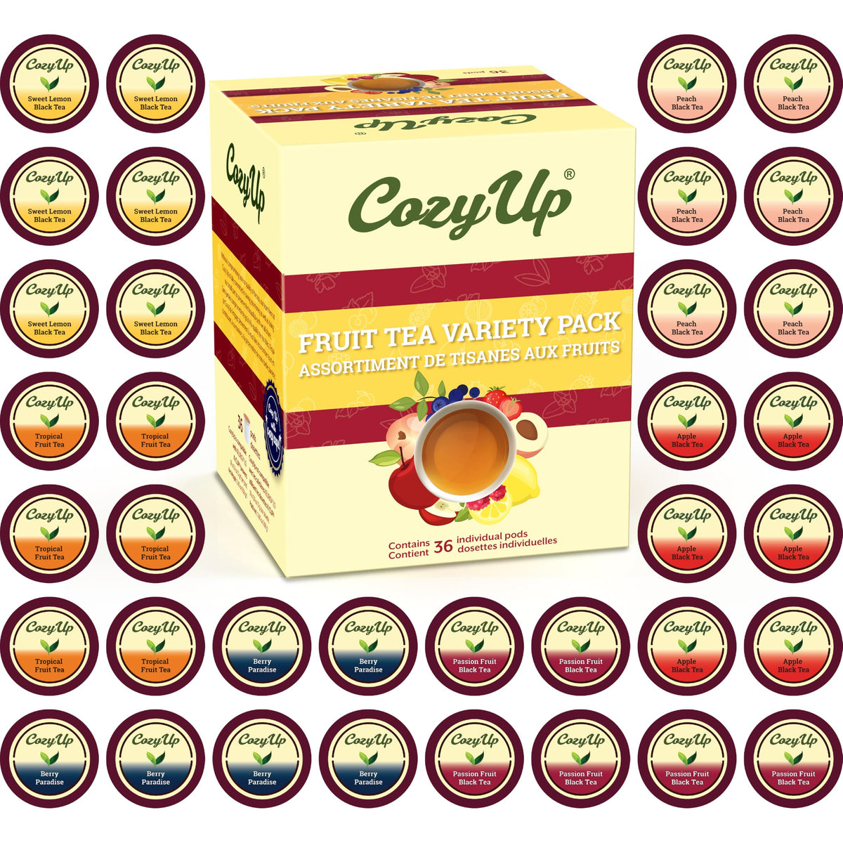 Cozy Up Lemon Iced Tea pod on display, ideal for quick, refreshing single-serve brews on busy days.