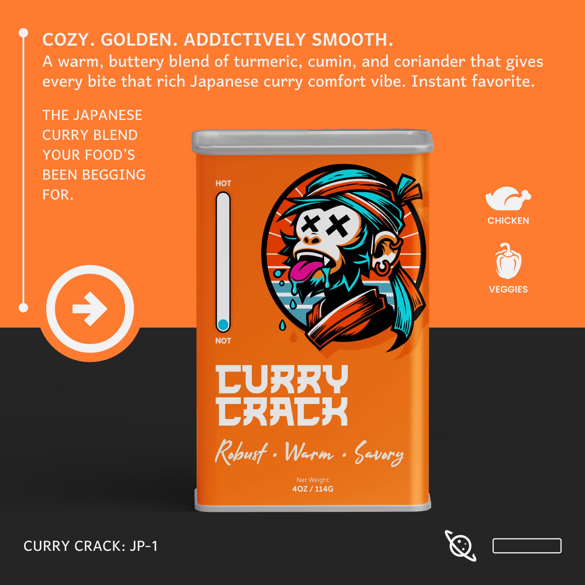 Crack Spice measuring spoon dipped into curry blend