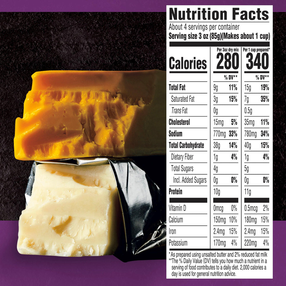 Cracker Barrel Mac and Cheese pouch label close-up highlighting no artificial flavors