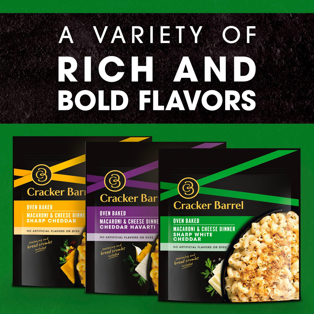 Cracker Barrel 12.3 oz pouch on shelf, ideal for quick dinners.
