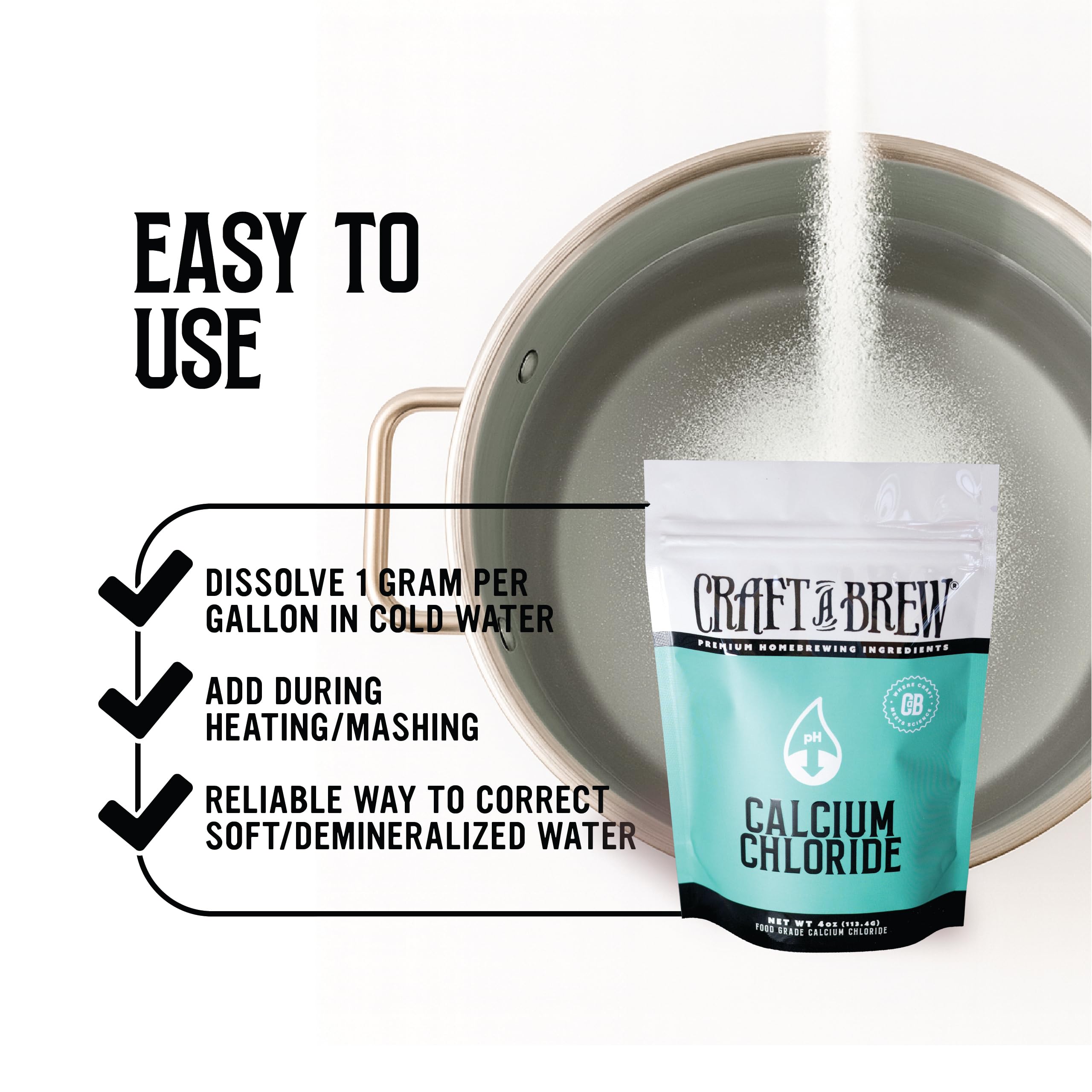 Calcium chloride during fermentation to support stable pH and clarity
