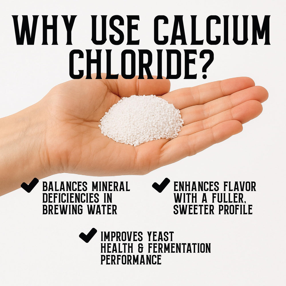 Measuring calcium chloride with a spoon for accurate dosing during brew prep