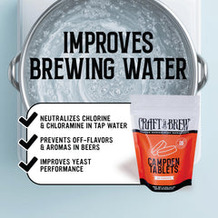 Craft A Brew tablet removes chlorine or chloramine from tap water.
