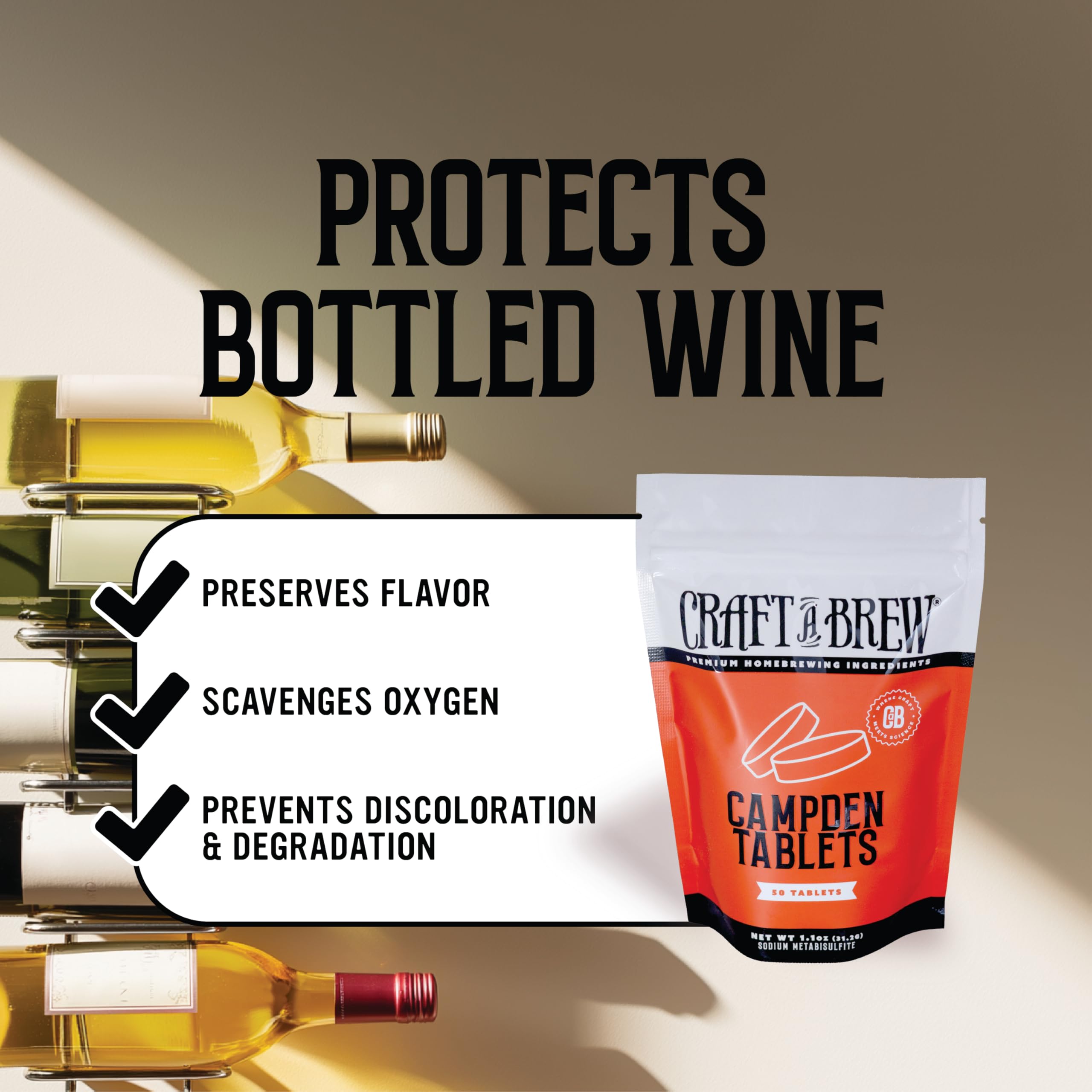 Craft A Brew Campden tablets offer easy powder-dispense use.
