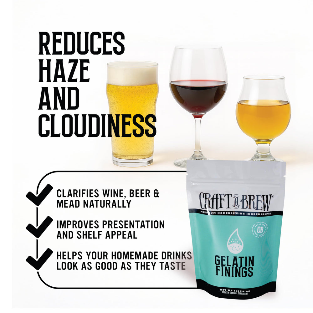 Craft A Brew Gelatin Finings heated to dissolve fully before use.
