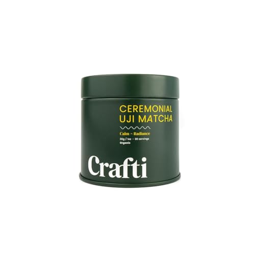 Bamboo whisk with Crafti matcha, preparing a comforting café-style ritual.