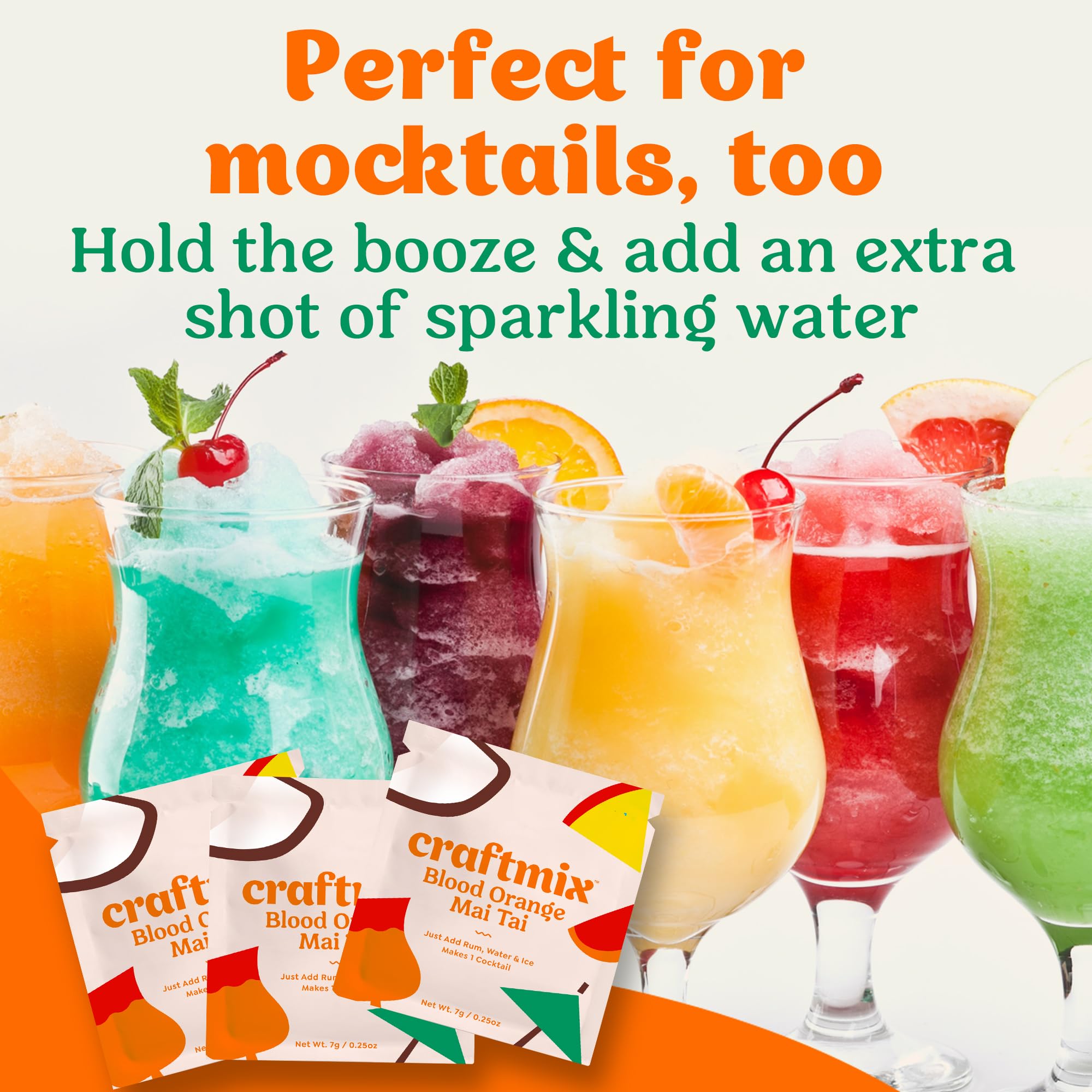 Craftmix Blood Orange Mai Tai pour into glass demonstrates quick tropical refreshment.