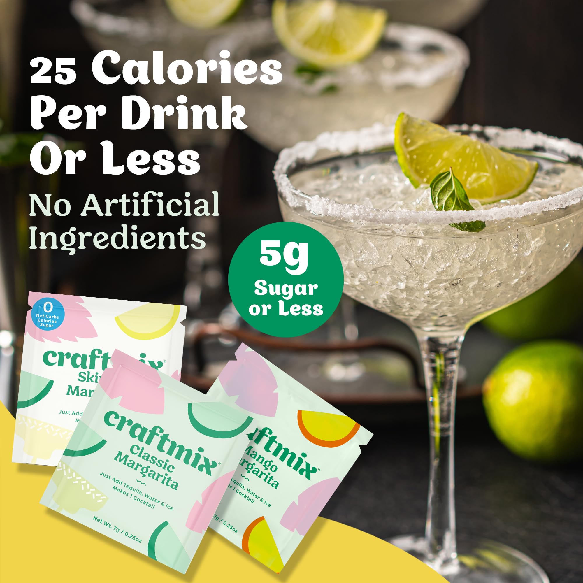 CraftMix Classic Margarita Mixer with a balanced lime and tequila pairing