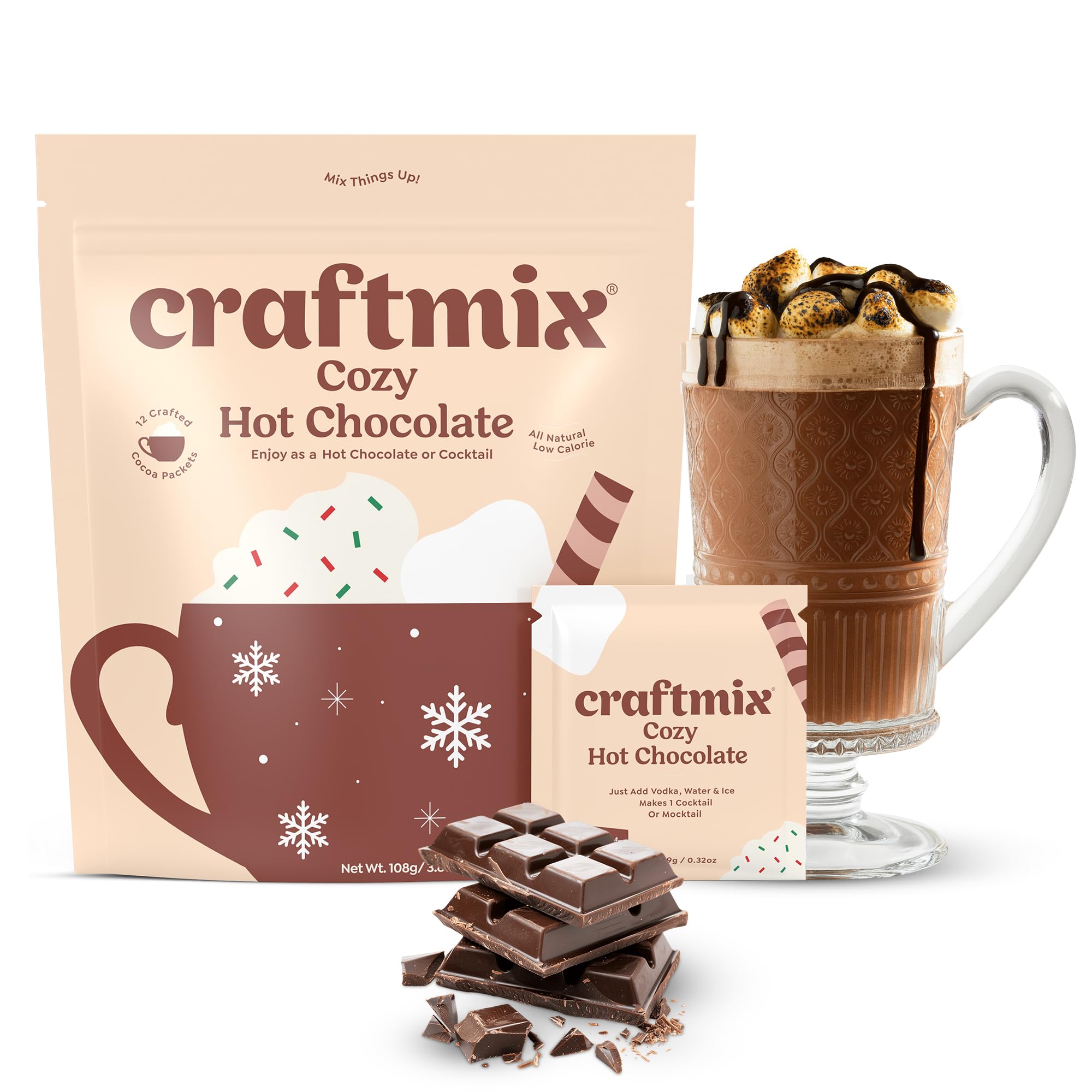 CraftMix Cozy Hot Chocolate Pack: convenient sachets for quick indulgence.
