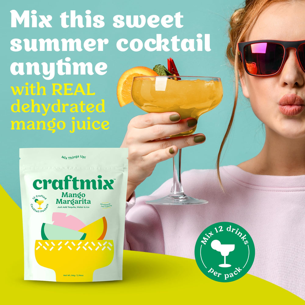Craftmix Mango Margarita packaged box highlights 12-pack convenience