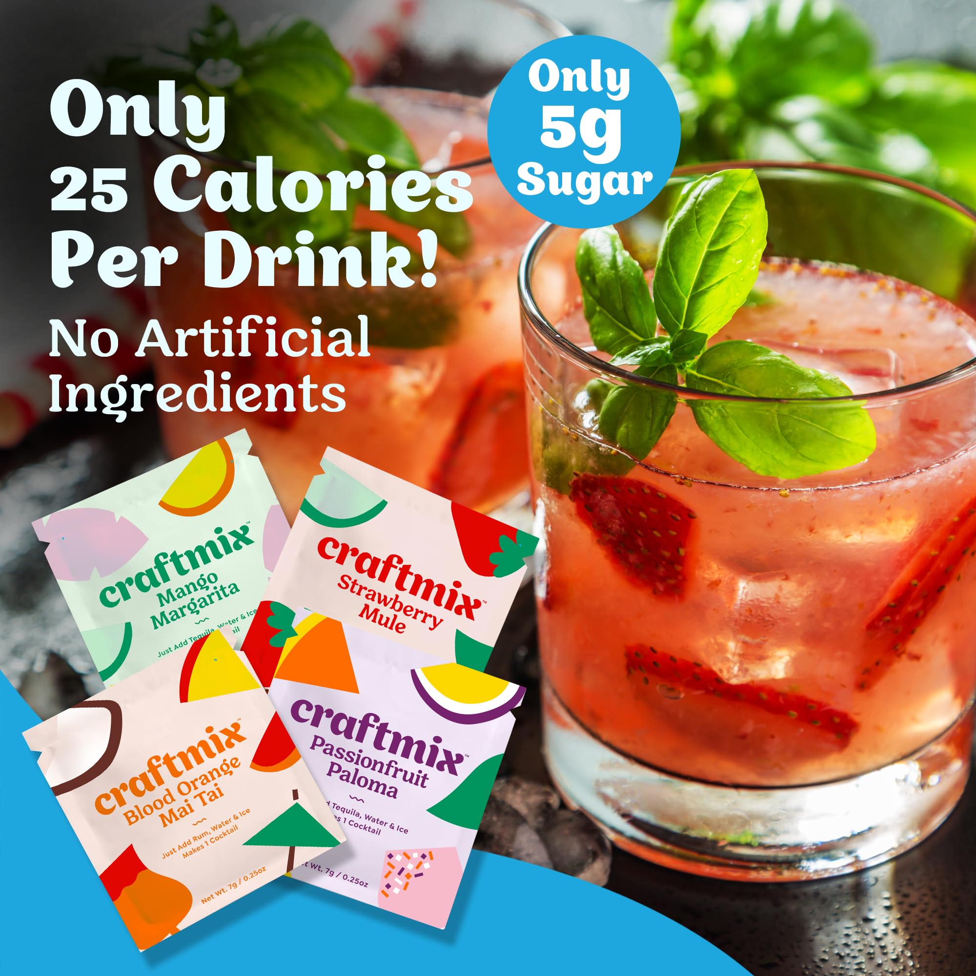 Craftmix Mango Margarita packet adds tropical zing to beverages.