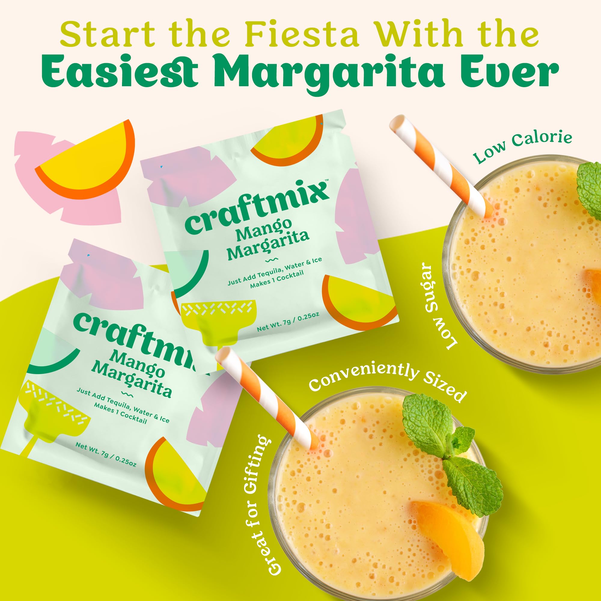 Craftmix Mango Margarita being poured into a glass demonstrates quick, flavorful preparation