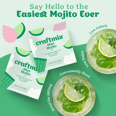 Pouring Craftmix Mint Mojito into water for a refreshing drink