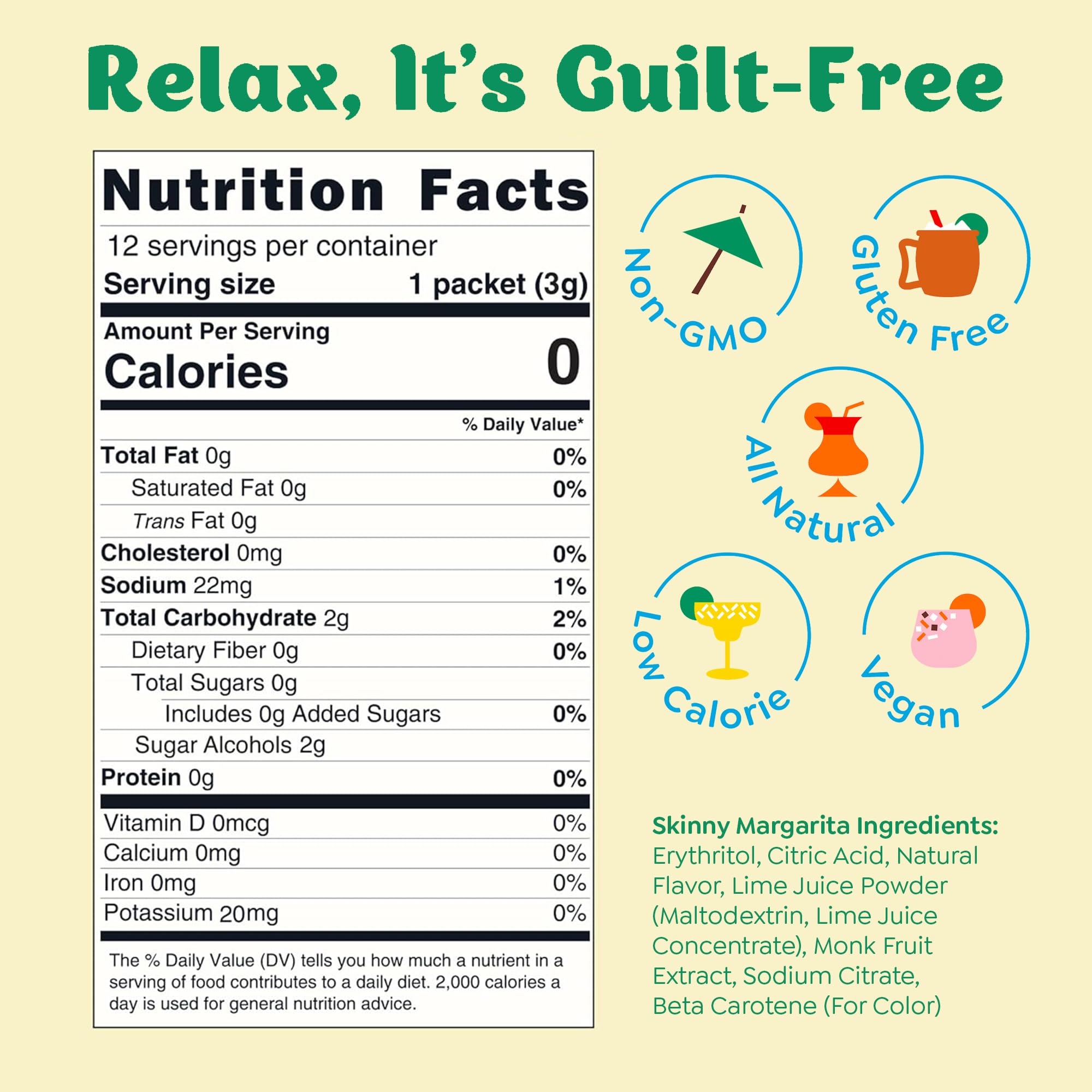 CraftMix Skinny Margarita packet featuring natural fruit extracts for authentic taste