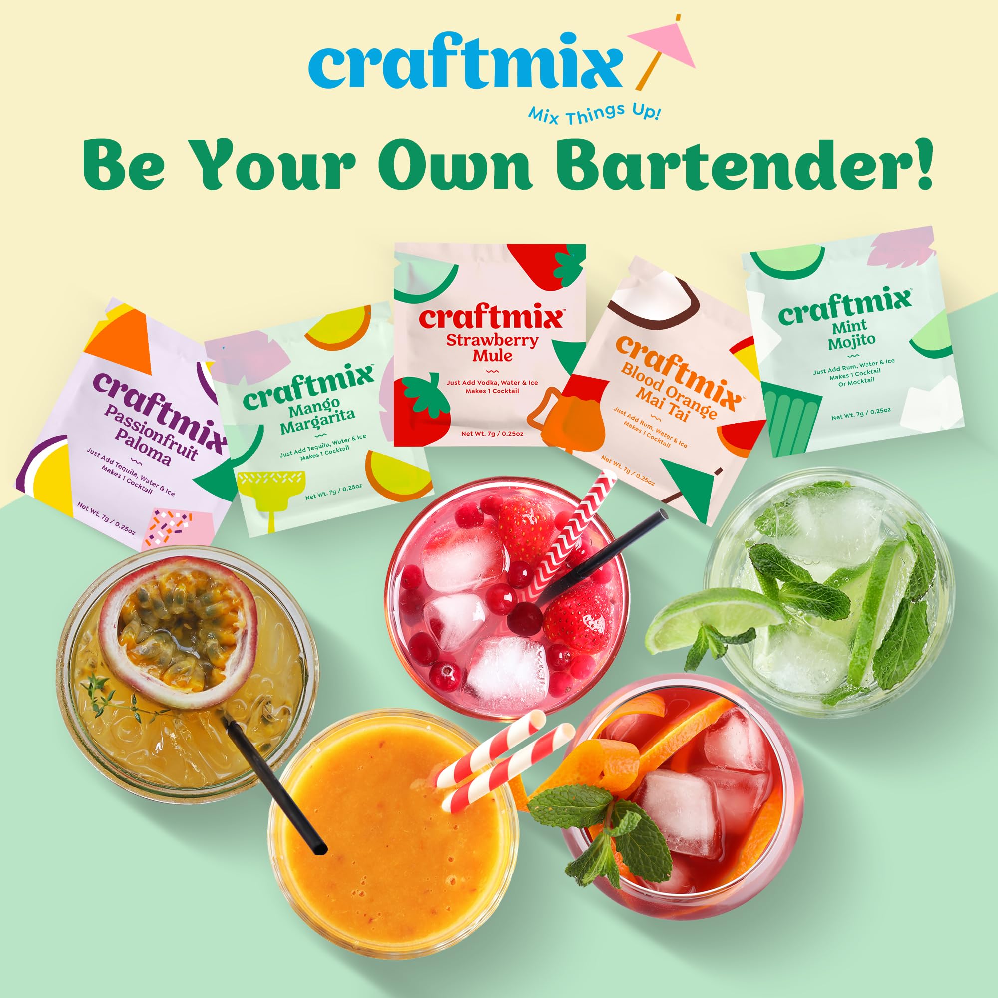 CraftMix 12-pack packaging with vibrant branding on a kitchen counter