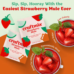 Craftmix Strawberry Mule bottle pour captures ready-to-mix cocktails at home.