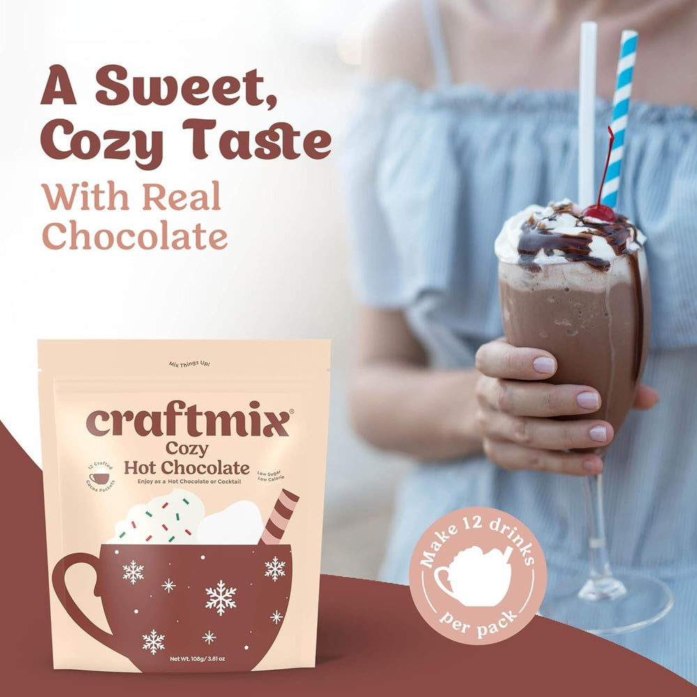 CraftMix velvety hot chocolate in a mug.