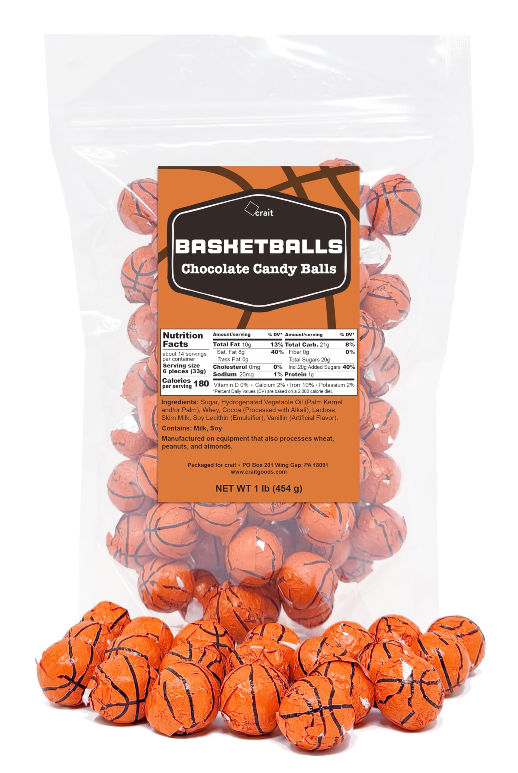 Crait basketball chocolates in resealable bag for easy sharing at events