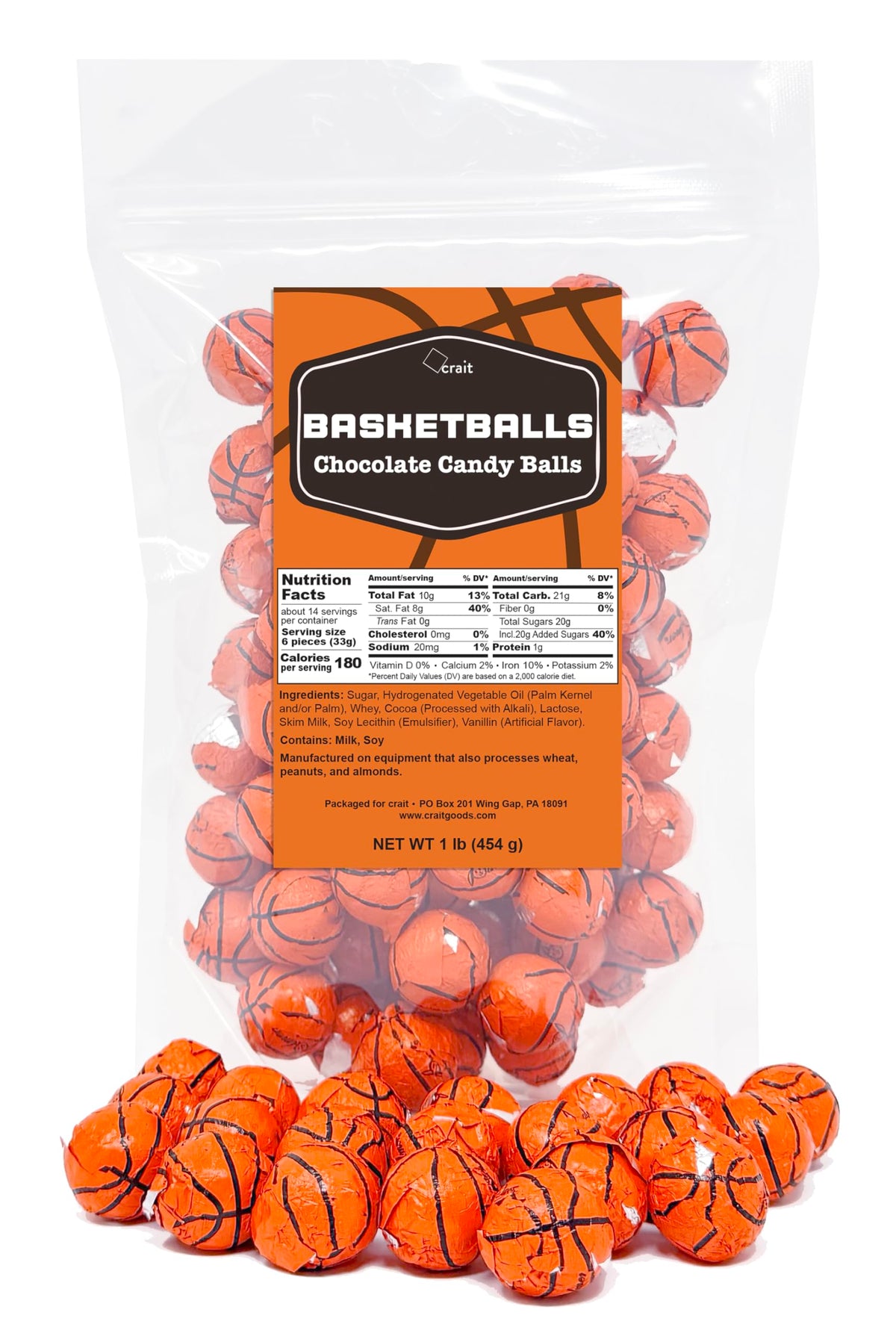 Crait basketball chocolates in resealable bag for easy sharing at events